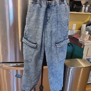 Blue Cargo Denim Jogger Boyfriend Jeans